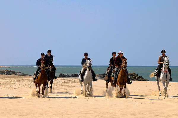 Riders on the beach in France, Atlantic coast 